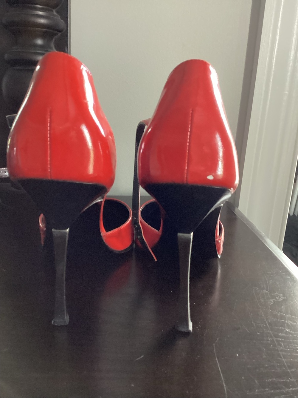 Tom Ford Gucci Red Patent Leather Pointed Toe Silver Metal Heel Pumps - Picture 2 of 6